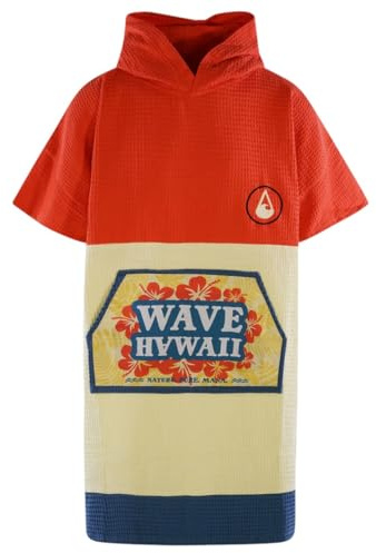 WAVE HAWAII Travel-Badeponcho Damen & Herren, Gr. L-XL 171-197cm | Wailua, 100% Baumwolle Surf-Poncho für Erwachsene, Frottee Handtuch, hohe Wasserabsorption, Umziehhilfe Strand Erwachsene