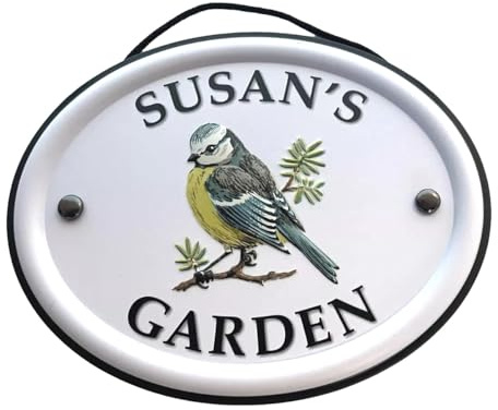 Personalised Garden Sign Hanging Outdoor Tin Plaque Embossed Metal Wall Signs Susan's Garden
