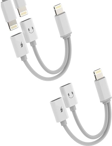 Lightning auf Kopfhörer Laden Klinke Adapter(2 Stück)für Apple MFI Certified Auto AUX Audio Kabel Splitter 2in1 Doppelstecker Charge Headphone für iPhone 14 13 12 Verteiler für iPad Konverter Stecker