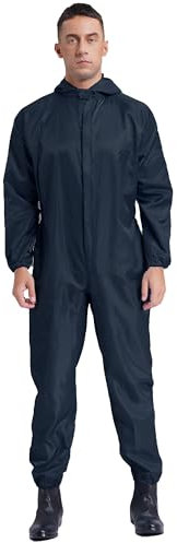 Fldy Herren Overall Mit Kapuze Antistatischer Staubdichter Schutzanzug Für Werkstattarbeiter Leichte Malerarbeiten Lackierarbeiten Reinigungsarbeiten Navy blau 3XL