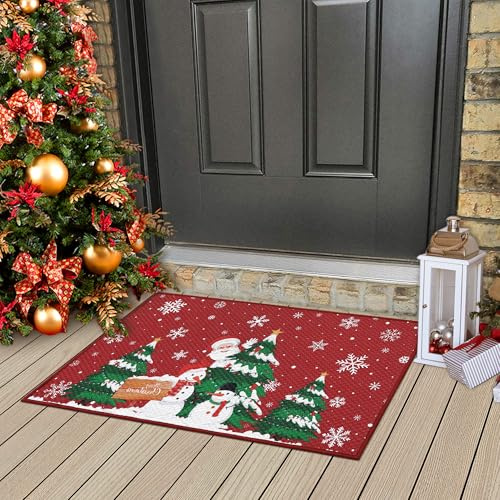 CAROMIO Weihnachtsfußmatte mit Weihnachtsmann-Motiv für den Außenbereich, Willkommensmatten für die Haustür, Weihnachtsmatte für den Innenbereich, rutschfeste Fußmatte als Heimdekoration, 40 x 80 cm