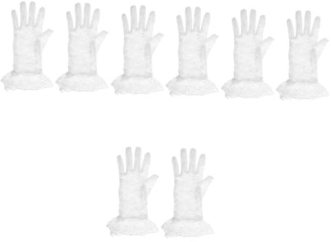 WRITWAA 4 Paare Spitzenhandschuhe Kleider Damen Handschuhe Hochzeitshandschuhe Für Die Braut Handschuhe Für Bankett Hochzeitshandschuhe Für Party Banketthandschuhe Weiß Nylon