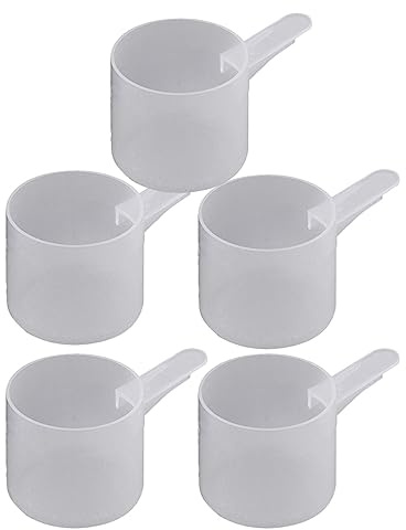 60 mL Plastic Measuring Packaging Scoop (= 60 cc/ = 4 Tablespoon/ = 2 fl oz), Short Handle - to Measure and Dispense Spices, Granules, Powders, for Seeds Packing (5, Scoop length: 3.4 inch)