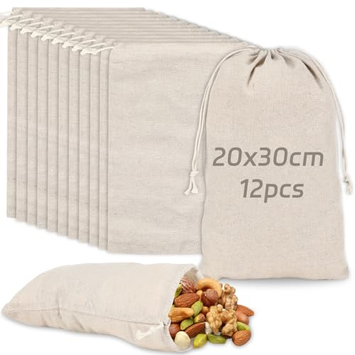 Sachet en Toile de Jute 12PCS 20x30cm Avec Cordon de Serrage