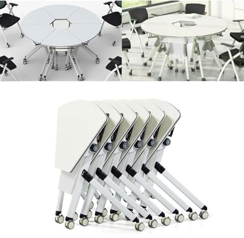 Mobiler Klapptisch für Büro, Konferenzraum, mit Klappdeckel, Rolltisch für Meeting, Klasse, Studium, Schreibdrucker, Grün, 1400 x 550 x 750 cm, Weiß, 160 cm