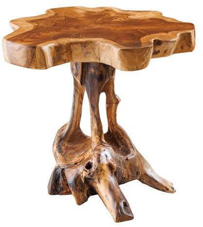 Riess Ambiente Massivholz Beistelltisch Root - 40cm - Natur Teak aus Wurzelholz - im Stelzen-Design Wohnzimmertisch