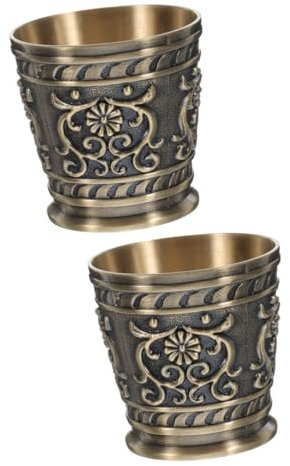 Cabilock 2 Pièces verre à liqueur en bronze verre whisky à whisky gobelet à liqueur gothique imitation tasses anciennes calice s à vin rie d'époque tasses à r en métal