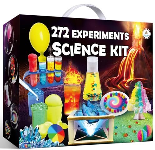 UNGLINGA 272 Kits de experimentos para niños, kit de química, caja de experimentos, juguetes para niños, regalos para niños, kit de química volcán, cristal, magia, física, proyecto de laboratorio de