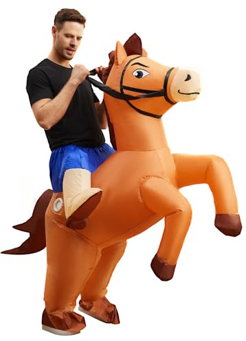 Poptrend Costume gonfiabile da cavallo per adulti e bambini, costume per uomini e donne, Halloween, cosplay, feste (adulto)