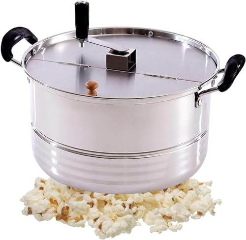 Stainless Steel Popcorn Maker, Non-Stick Stove Top Popper for Homemade Snacks, Ideal for Family Movie Nights and Commercial Use