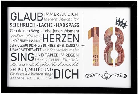 Tutukyle 18. Geburtstag Mädchen Junge, Bilderrahmen Geldgeschenk 18. Geburtstag, Geschenk 18 Geburtstag Mädchen, Geldgeschenke 18.Geburtstag Geldrahmen mit Geburtstagskarte