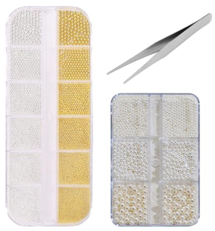 1 Scatola Di Mini Piccole Sfere In Acciaio, 1 Scatola Imitazione Perle, 1 Pezzo Di Pinzette, Decorazioni Per Unghie Fai -Da -Te, Accessori Per Unghie In Stile Creativo, Nail Art.