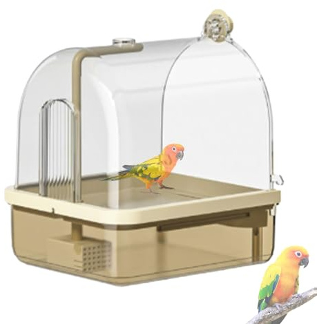 Automatisches Vogelbad 22,5 x 20 x 26 cm, elektrische Dusche für Wellensittiche, multifunktional, eingebaut, bissfest, automatischer Mechanismus mit zwei Modi, für Wellensittiche, Cotorras