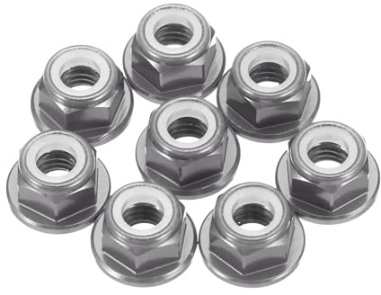 sourcing map Sicherungsmuttern aus Aluminiumlegierung, M5 Teilung, 0,8 mm, Flansch-Sechskantmuttern, Nylon-Verriegelung, gezahnt, für RC-Drohne, Quadcopter-Motor, Requisite, Adapter, FPV-Teile
