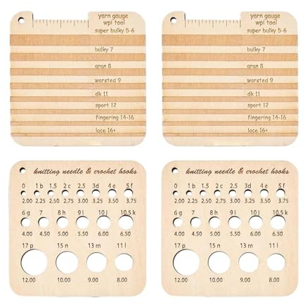 3 Pieces Knitting Measure Wooden Ruler Knitting Measuring Tool Yarn Winding Aid Control Card Made of Wood with Ergonomic Design And Pr, 4Pcs