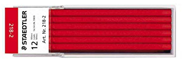 STAEDTLER 218 Lumocolor non-permanent omnichrom Spezialmine, 12 Stück Etui, rot | Wasserlöslich, radierbar, 70 mm – für Druckstift 768 – Art.-Nr. 218-2