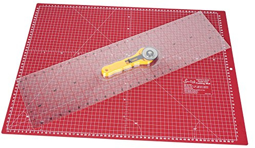 Sew Easy Quilter Set Das Große A2 Schneidematten Set (62x45,7cm) Mit Hilfslinien In Cm Und Inch, Schneidelineal In Inch, Roll-schneider, Beidseitig Verwendbar