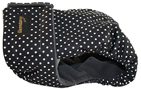 Glenndarcy Weibliche Hundewindel - Wasserdichtes Stoff - Dotty Black Medium Pants & 2 Washable Pads