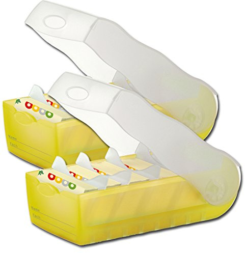 HAN Lernkarteibox CROCO 997-643, DIN A7 quer in Transluzent/Blau/Karteikasten für regelmäßiges Vokabeln lernen dank 5-Fächer-Lernsystem/Idealer Schulbedarf (transluzent-gelb / 2 Boxen)