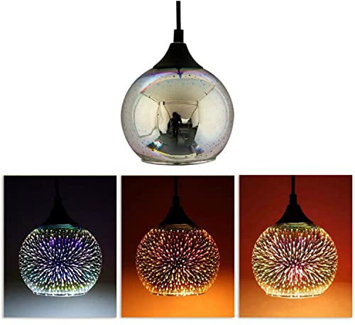 Frideko Glass Pendant Light, 3D Colourful Fireworks Creative Light Fitting for Loft Home Office Restaurant Dining Room Garden (ø20CM)