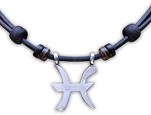 HANA LIMA 1 von 12 Sternzeichen Tierkreiszeichen an verstellbarer Halskette Horoskop Horoscope Lederkette Surferkette