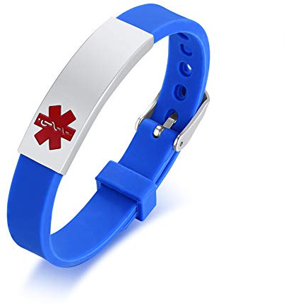 Vnox Bracciale di Emergenza Medico Personalizzato da Donna: Bracciali Identificativi Personalizzati con Incisione Bracciale Medico Regolabile da Uomo in Acciaio Inossidabile