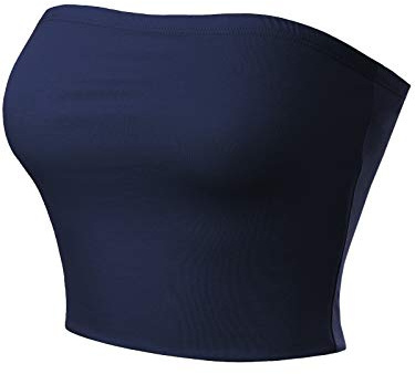 MixMatchy Soutien-Gorge Bandeau Double Couche décontracté sans Bretelles Dos Nu pour Femme, Bleu Marine, Small