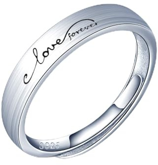 CPSLOVE Bague de couple en argent 925, Anneaux de mariage pour homme et femme love forever, la taille réglable, Cadeau de Noël de Saint-Valentin de mariage