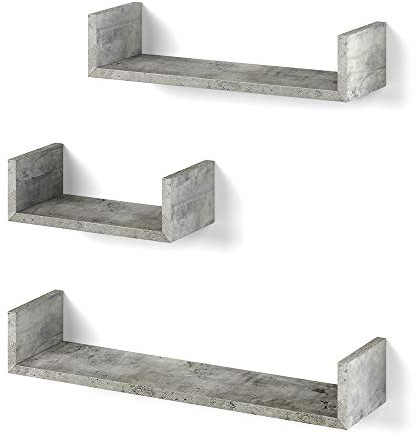Vicco Wandregal, Beton, 60 x 10 cm 3er Set, zur Wandmontage für Flexible Anordnung im Wohnbereich
