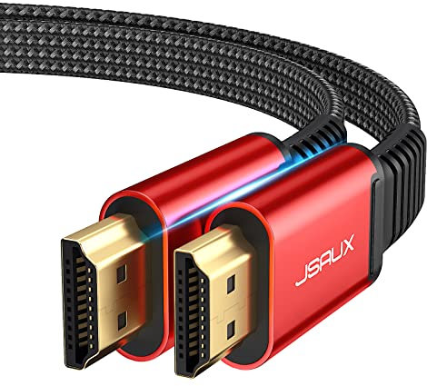 JSAUX HDMI-Kabel, 4 K, 3 m, Flachkabel, HDMI 2.0, Nylon, geflochten, unterstützt 4 K @ 60 Hz, 3D, HDR, UHD 2160p, 1080p, Ethernet ARC, HDMI-Kabel für Blu-Ray-Player, PS3, PS4, Netfix, Fire TV
