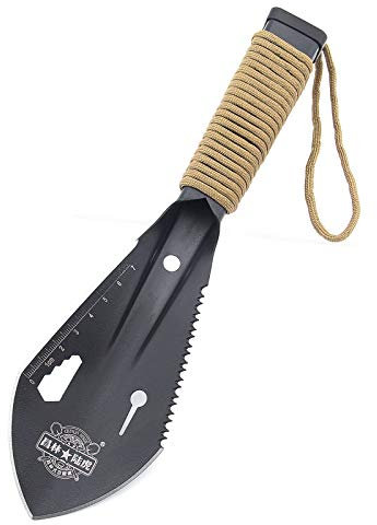 Hamans Mini vanga da giardino con zaino in spalla, pala per scavare da giardino, con chiave esagonale a dente di sega, righello, coltello da scavo e custodia per il trasporto, per prato, giardinaggio,