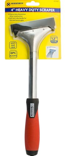 4 Heavy Duty Scraper with Long 24 Handle Extension Arm Paint Decorating Tool | 4-Inch Blade & Soft Grip | Wide Head Tile Scraper | Wallpaper, Vinyl Flooring, Tiles, Paint