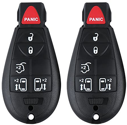 5 + 1 Tasten Auto Keyless Entry Fernbedienung Schlüssel Fit für Dodge Grand Caravan 2008–2015, Chrysler Town und Country 2008–2015 (M3N5WY783X) 2 Stück