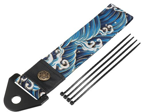 X AUTOHAUX Car Tow Strap Kit for Decorative Trailer Belt Sea Waves Pattern Blue