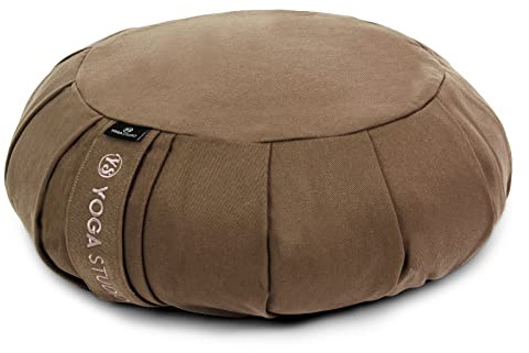 Yoga Studio EU Round Zafu Meditation Cushion | Organic Cotton | Buckwheat Hulls | Removable Washable Cover | Carry Handle - Sand