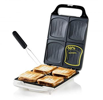 Domo XXL Familien Sandwichmaker 4er Toaster in Muschelform 27 x 32 cm, 1800Watt