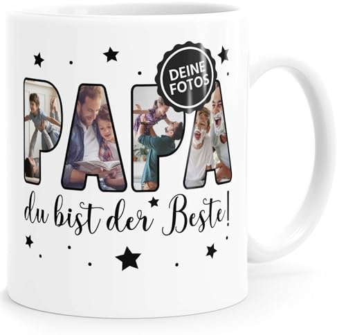 SpecialMe® Kaffee-Tasse mit eigenen Fotos selbst gestalten personalisiertes Geschenk für Papa Vatertagsgeschenk Weiss standard