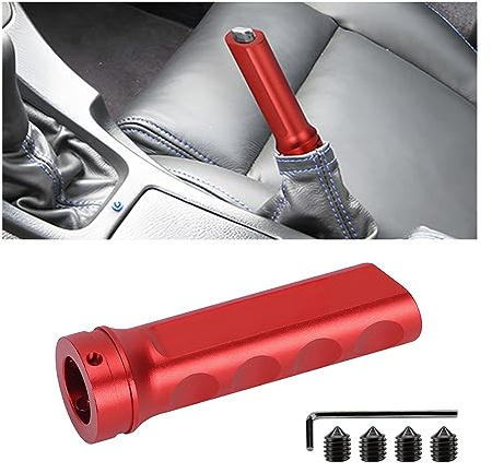 JNNJ Custodia Freno a Mano in Alluminio per Auto, Manicotto Protettore Del Freno a Mano Auto, Universale Protezione Freno a Mano Accessori di Modifica per La Maggior Parte Dei Veicoli(Rosso)