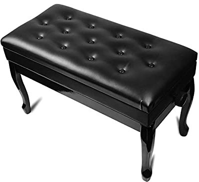 RWRAPS Höhenverstellbare Klavierbank aus Holz Klavierhocker aus weichem Leder, Deluxe und praktisch, 76 x 36 x 48–58 cm, geeignet für alle Menschen, schwarz (Black)