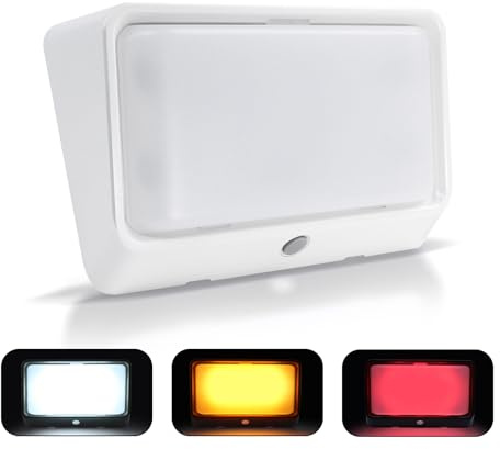 acegoo 12V LED Lampe Wohnmobil Aussen Markise Veranda Licht Mit Schalter, 3 Beleuchtungsmodi (1800K, 6500K, Rot), 410LM IP65 Nano Wasserdicht für LKW Wohnwagen Camper Reisemobil (1 Packung)