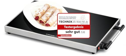 ROMMELSBACHER Warmhalteplatte WPR 307/E - Gastro, Edelstahl, Sicherheits-Floatglas, stufenlos regelbar 40-105 °C, Fläche 53 x 32,5 cm, für Behälter 1/1 GN Format, Ein-/Ausschalter, Made in Germany
