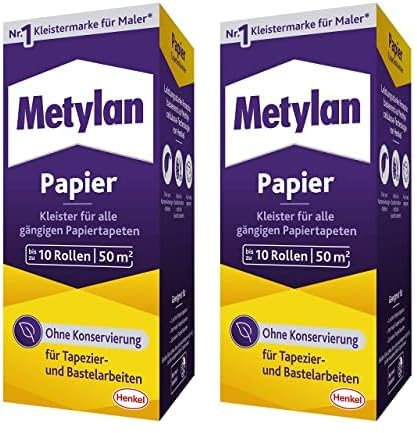 Metylan Colla per Carta da Parati, Leggeri, Normali e Pesanti, 125 g di collanti tappezzeria lavori Artigianali Senza conservanti (Confezione da 2)