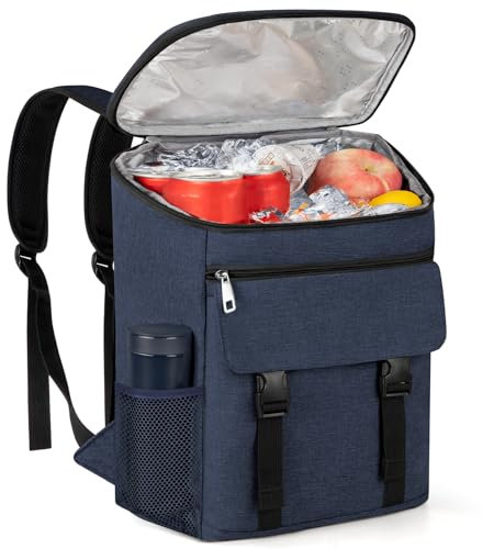 Kühlrucksack, weich, isoliert, auslaufsicher, 45 Dosen, isolierter Rucksack, Kühler, tragbar, Picknick, Camping, Strand, Wandern, Grillen, Mittagessen Rucksack für Damen und Herren – Blau