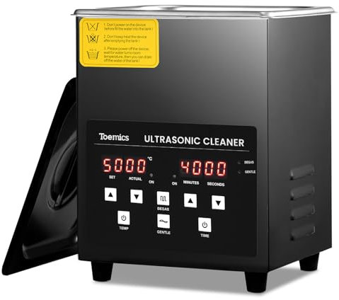 Toemics 2L Digital Ultrasonic Cleaner with Degas and Gentle Mode, 100W Professional Ultrasound Cleaning Machine with Heater and Timer, for Cleaning Jewelry Glasses Denture Lab Utensils Metal Parts