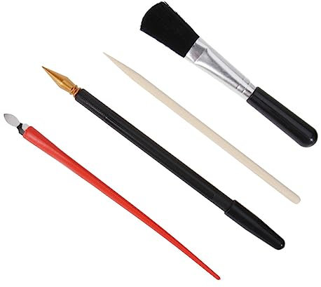 STOBOK 4 Stück Kratzmalwerkzeug Für Kreative Bastelprojekte Kratzmalstift Kratzpinsel Schaber Und Goldstift Für Kunstmalerei Und Kratzbilder Praktisches Selbstgemacht Kunstzubehör
