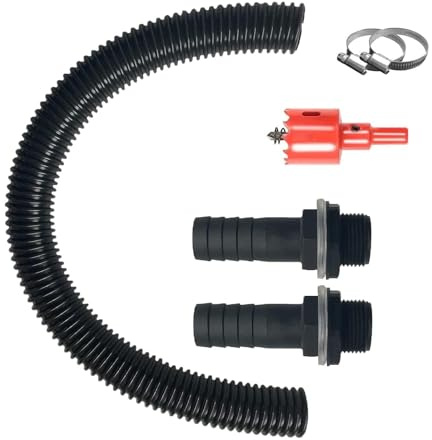 KZQXXT Regentonnen Verbindungsset, Schlauchlänge 100cm, 25mm Regentonnen Anschluss Set, 25mm mit 2 Schlauchstutzen,Verbindungsschlauch für Regensammler, überlauf Regentonne