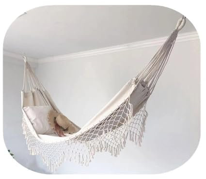 QIUYMGFG Hängematte Outdoor Camping Hängematten 200 * 100 cm 2 Personen Hängematte Makramee Fransen Doppel Hängematte Schaukel Net Stuhl Im Freien Hängende Hängematte Schaukeln