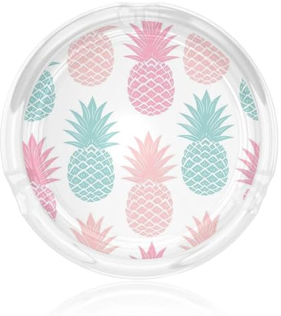 Cenicero de cristal de piña de colores con patrón de impresión redonda para cigarrillos, cenicero portátil para decoración de cigarros