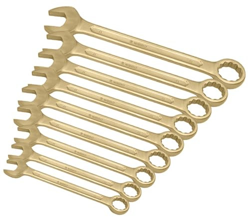 WEDO Ringmaulschlüssel-Satz, Standard Zoll Sicherheitsschlüssel Satz 1/4 bis 3/4 (9-teilig) mit Taschen-Organizer, Bronze Aluminium, Korrosionsbeständigkeit, DIN 3113,