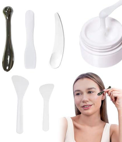 MOLZINY 5 Pièces Spatule Cosmétique Crème pour les yeux en bâton de massage Mini Spatule Spatule à Masque Cosmétique Cuillère Crème Cuillère De Beauté pour Diverses Crèmes Mélange L'échantillonnage